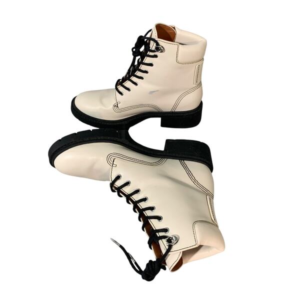 COACH Womens Lorimer Lace Up Lug Sole Combat Leather Booties Chalk Sz 6B - Picture 5 of 9